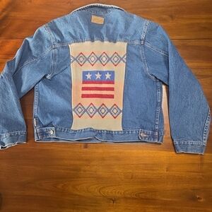 Women Pendleton Denim Trucker Jacket XL (Runs Small) Western Aztec Wool Back